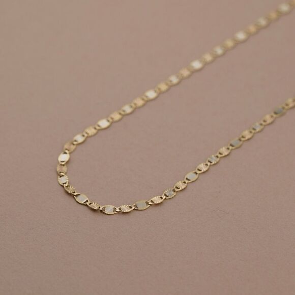 14k REAL Gold Solid 2.5 mm Tri color Valentino Chain Necklace with Spring Clasp - Picture 4 of 7